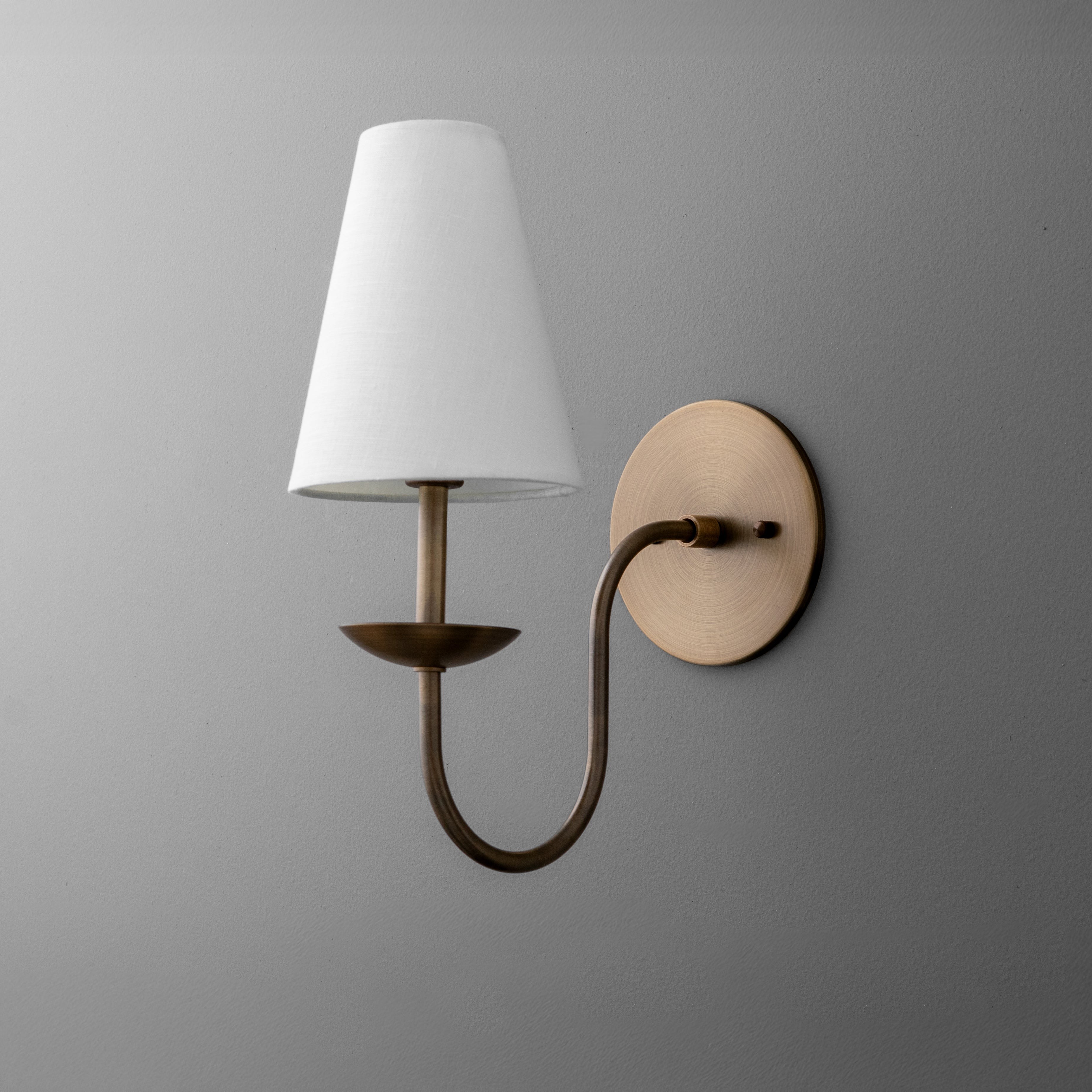 Curva Metal White Linen Sconce - Classic Brass Wall Light for Bedrooms K1541