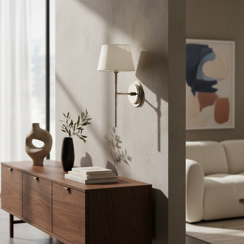 Cremaris Metal Wall Light with Fabric Shade - Timeless Sconce for Interior Lighting K1989
