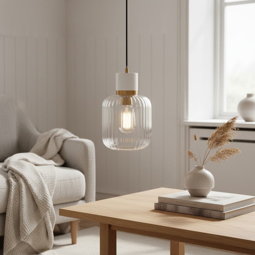 Korlisse Natural Stone and Glass Pendant Light - Stylish Lamp for Lounge or Living Room K1897