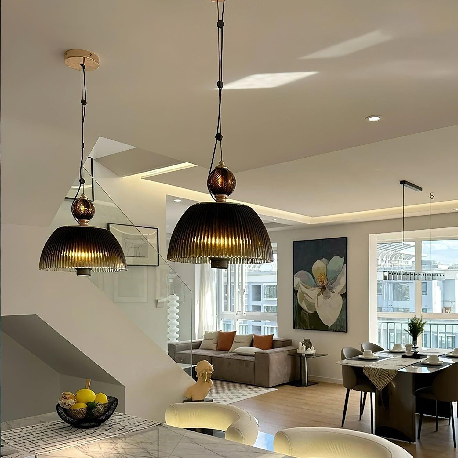 Modern Vintage Gradient Green Glass Shade Single Head Pendant Lamp K415