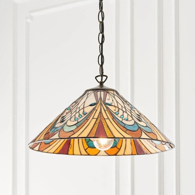 TF Hector Pendant Light - Art Nouveau Stained Glass Decorative Light for Dining or Living Room K2001