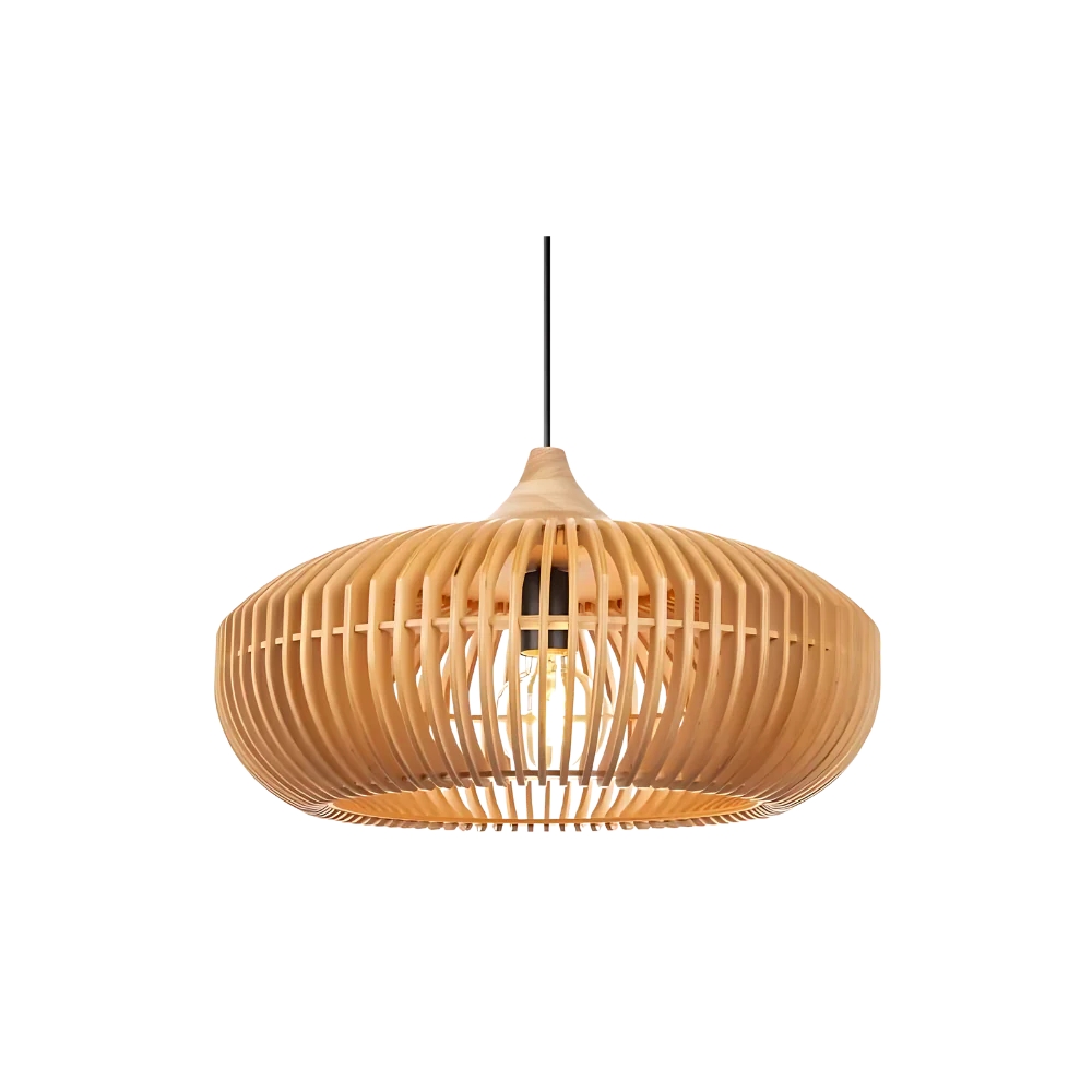The Halo of Zen Japandi Wood Pendant Light D837