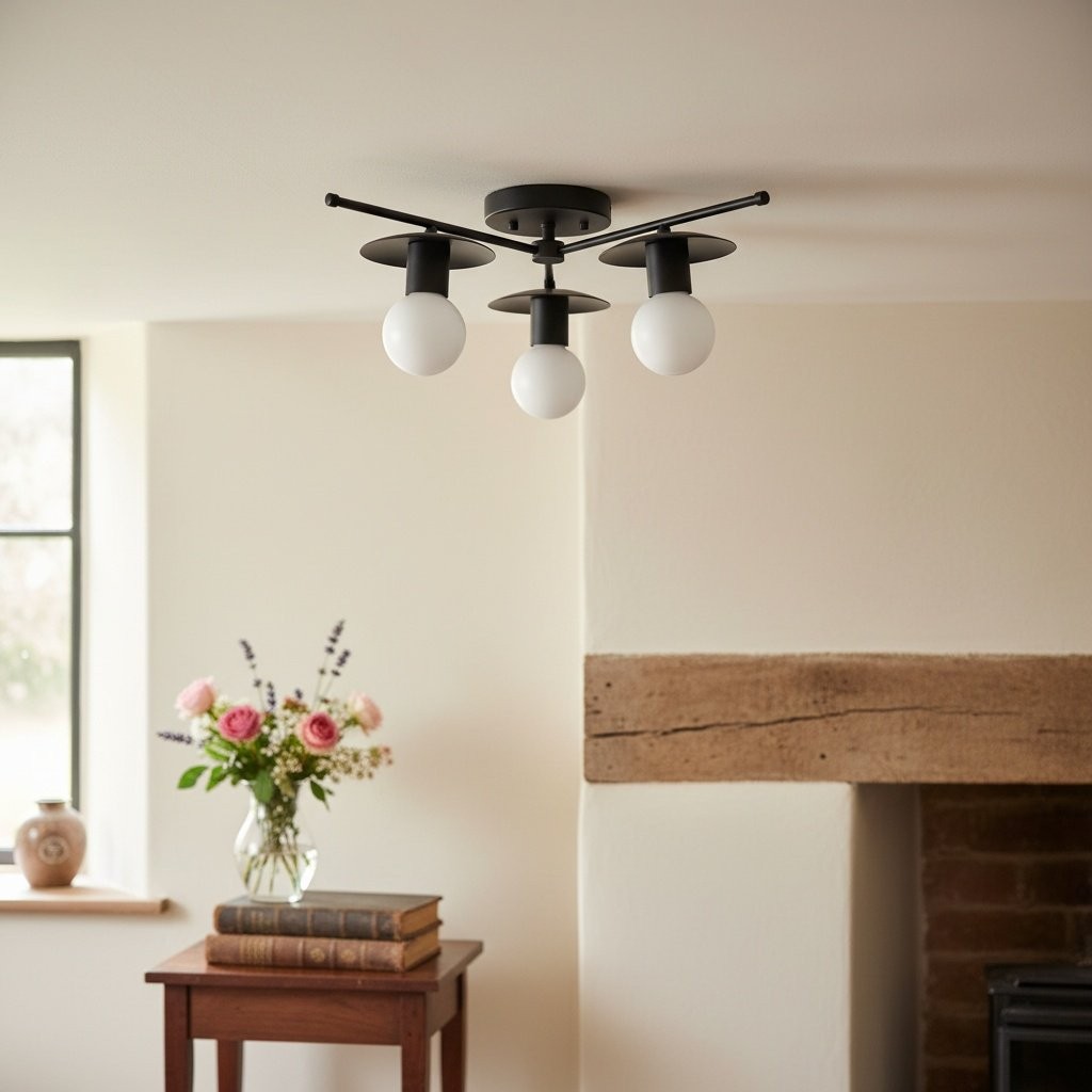Radiro Globe Industrial Art Deco Light - Unfinished Brass Ceiling Light with Backsplashes K1466