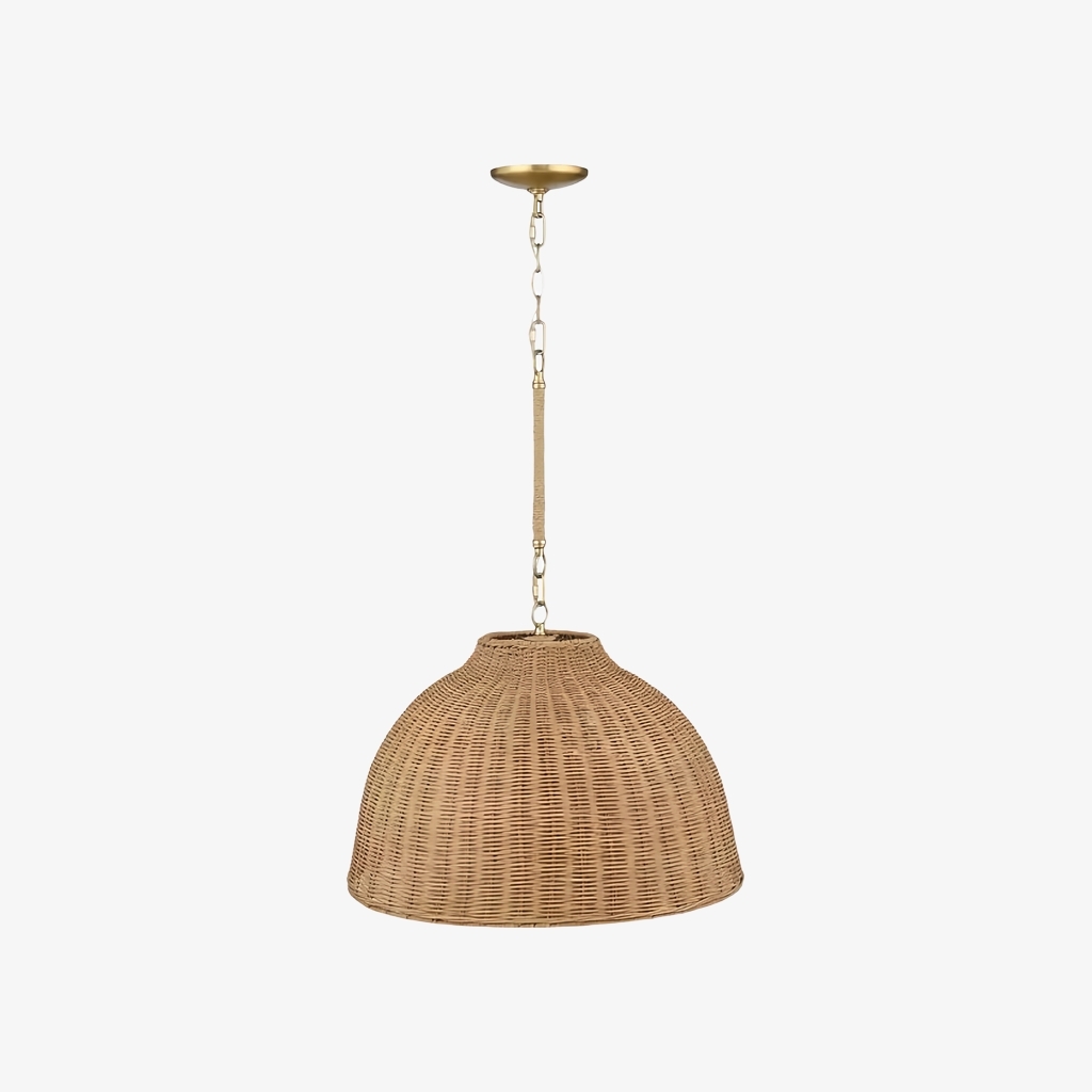 Welanery Dome Pendant Light - Modern Rattan Shade Lamp for Dining Room K2403