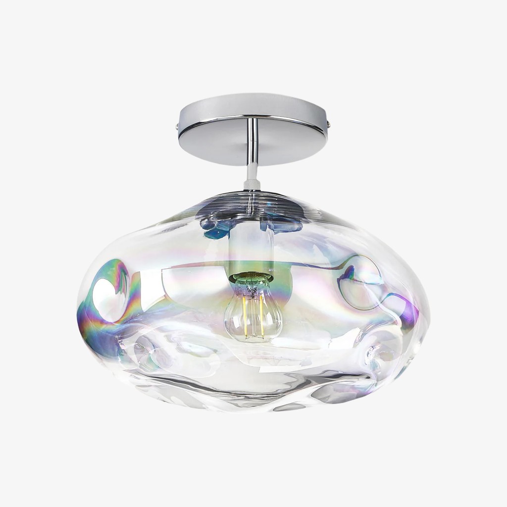 Glissora Reflective Glass Semi-Flush Ceiling Lamp - Sculptural Design, Versatile Finish for Hallways & Dining K1757