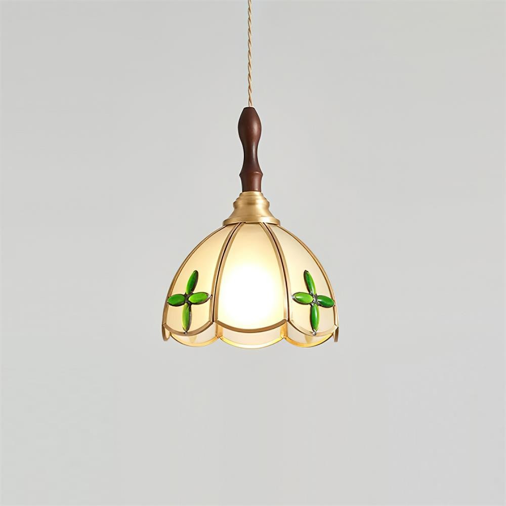 Vintage Tiffany Stanied Glass Pendant Lamp K624