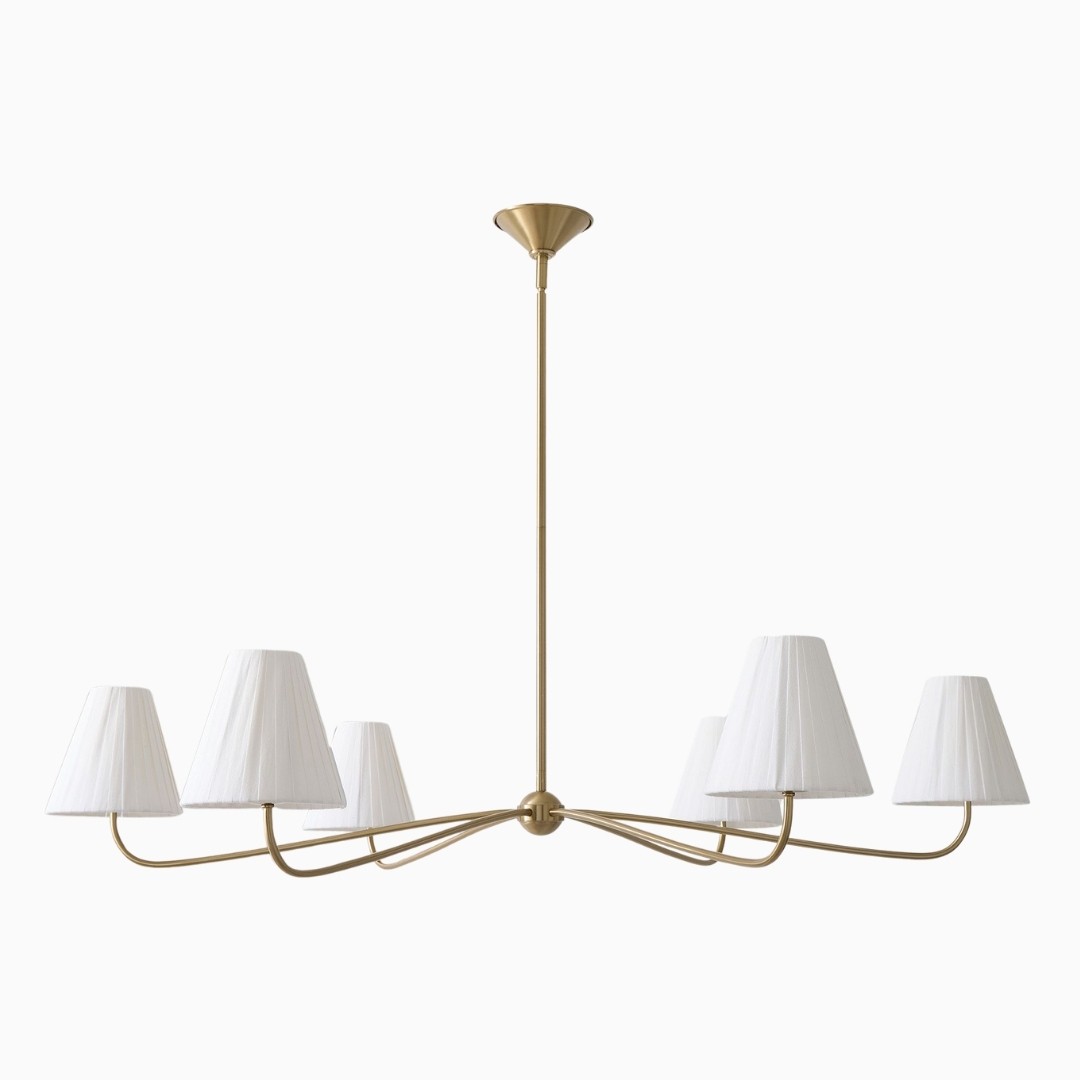 Fibura Modern Multi-Light Chandelier – Sleek 2 or 6-Light Design with Linen Shades K1407