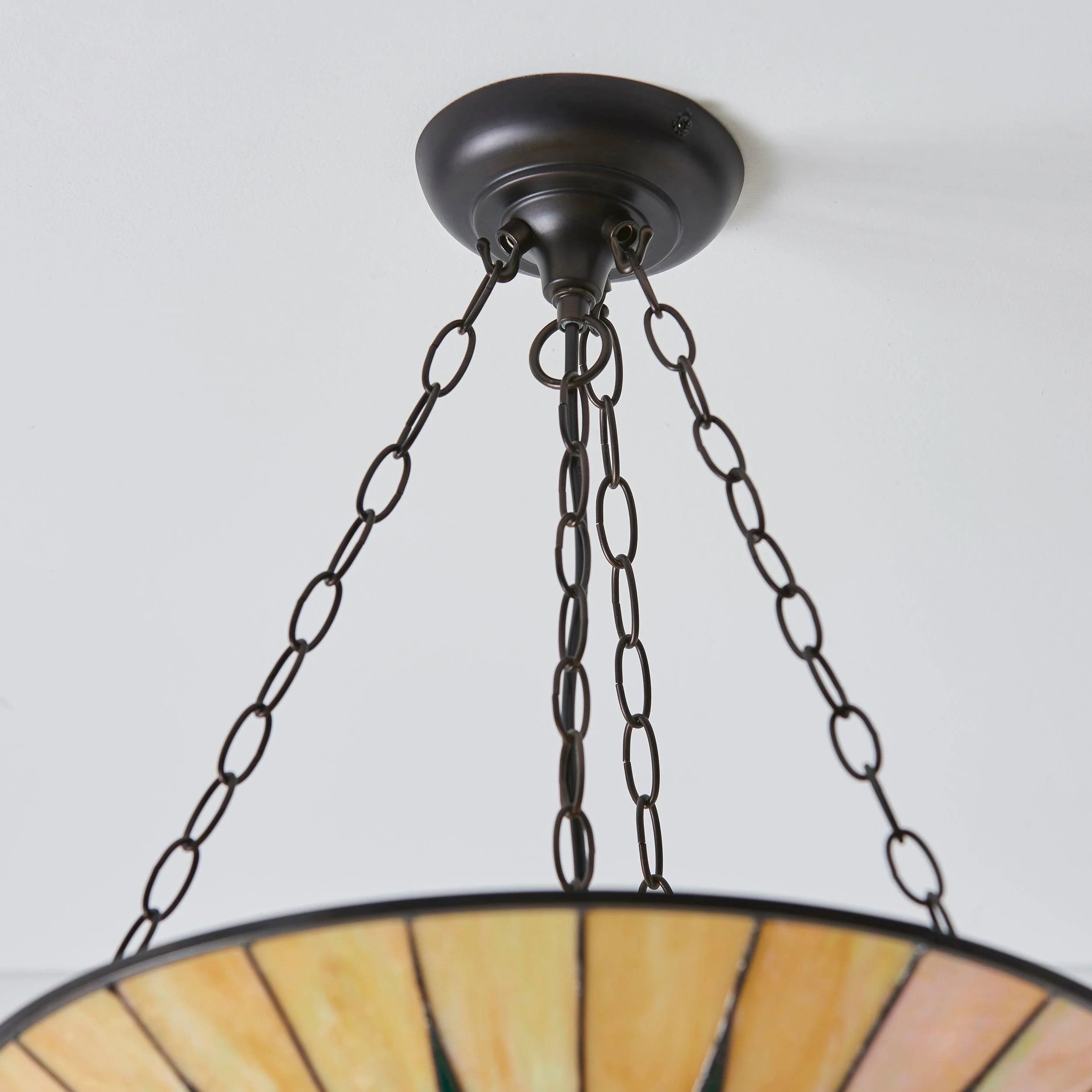 TF Dark Classic Stained Glass Flush Mount Ceiling Lamp for Living Room and Dining Room K2005