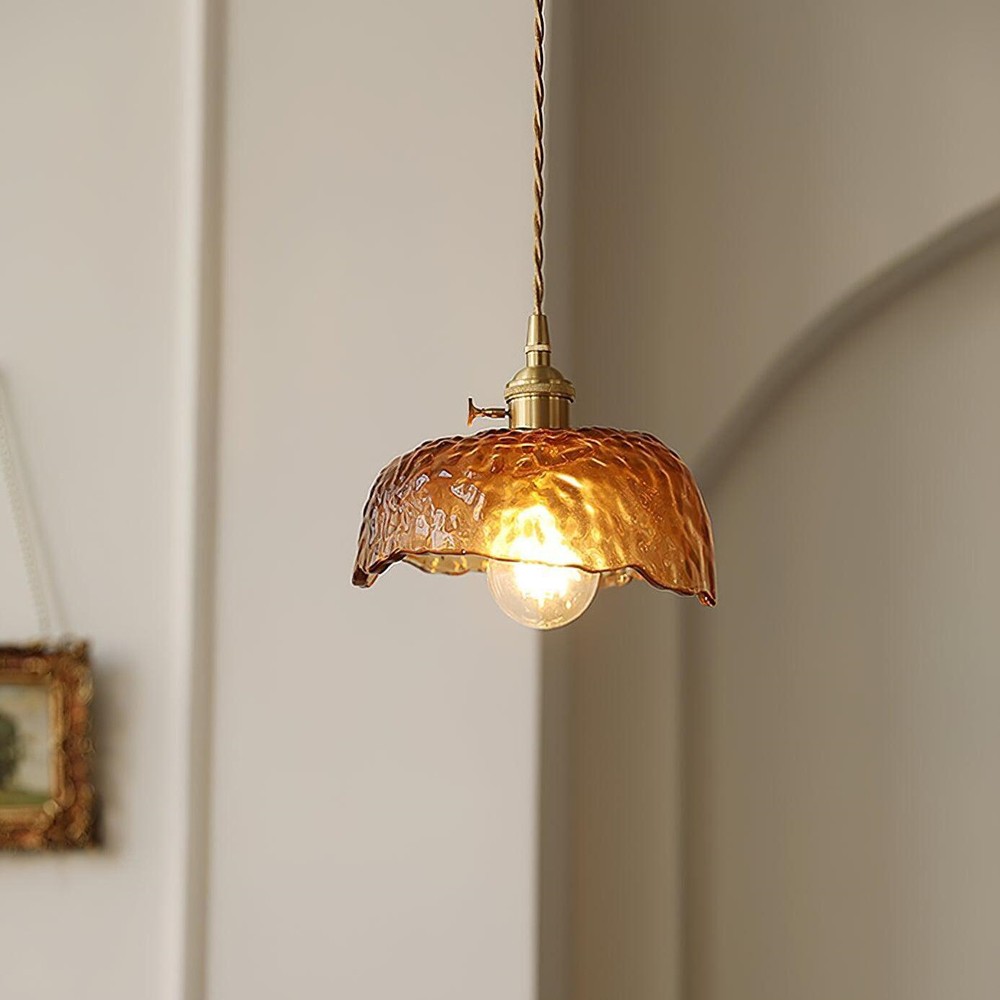 Vintage Irregular Brown Glass Pendant Light K139