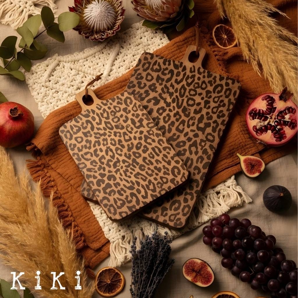 Lepwood Leopard Print Wooden Serving Board for Kitchen Styling and Entertaining K2346