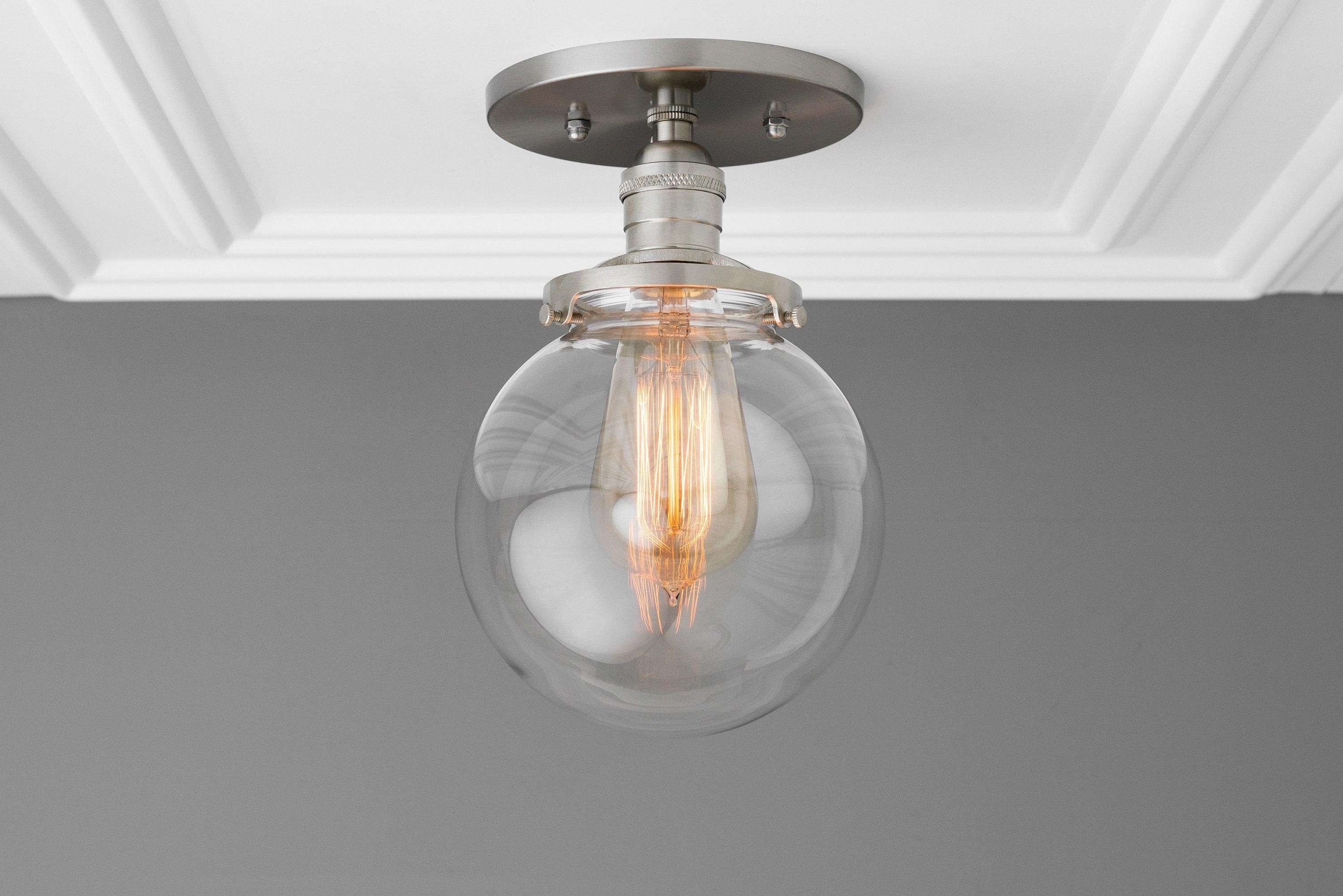 Glorica Glass Retro Globe Ceiling Light - Vintage Industrial Home Lighting K1509
