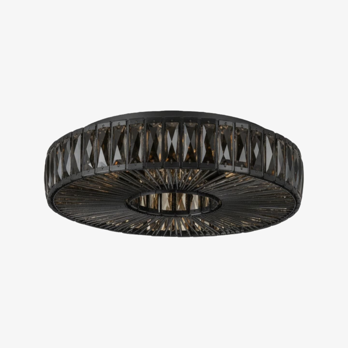 Glomar Glass Round Flush Ceiling Light - Modern Metal Glass Finish Living Areas K2119