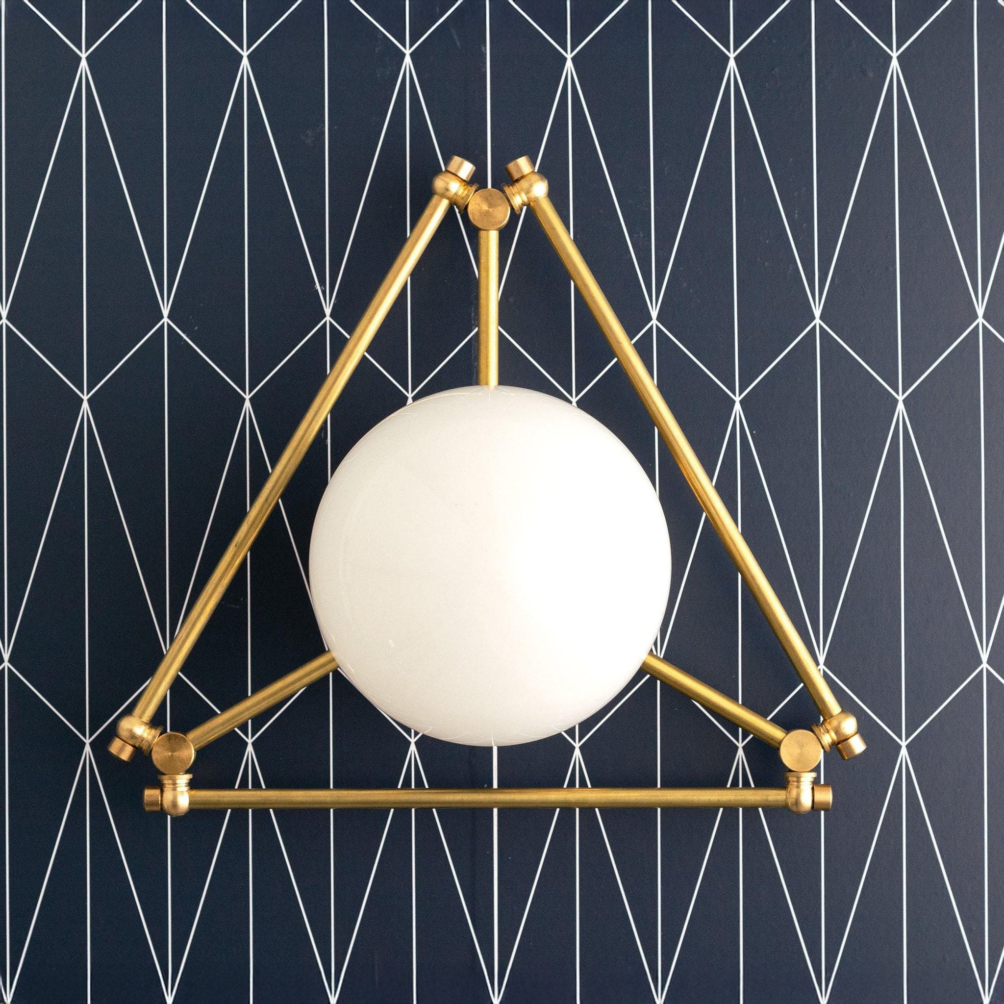 Glorica Glass Geometric Brass Ceiling Light - Hand-Blown Globe Design K1508