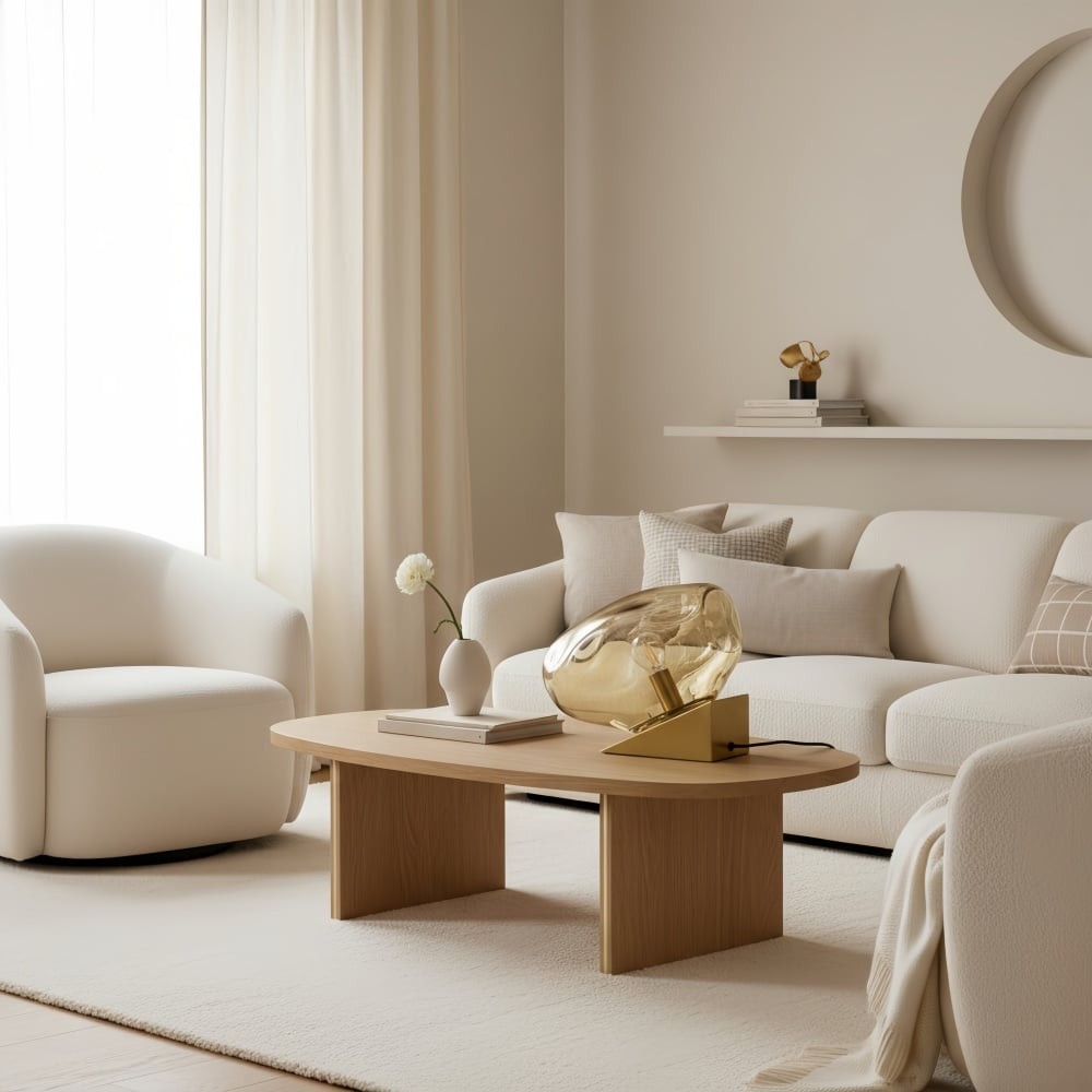 Glissora Glass Table Lamp - Soft Sculptural Glass Form for Living Room or Bedroom K1764