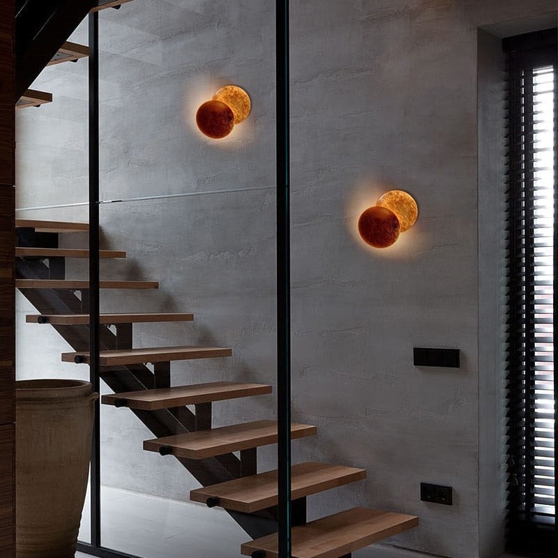 Elegant Round Lederam Wall Lamp - Modern Metallic Wall Light for Living Room