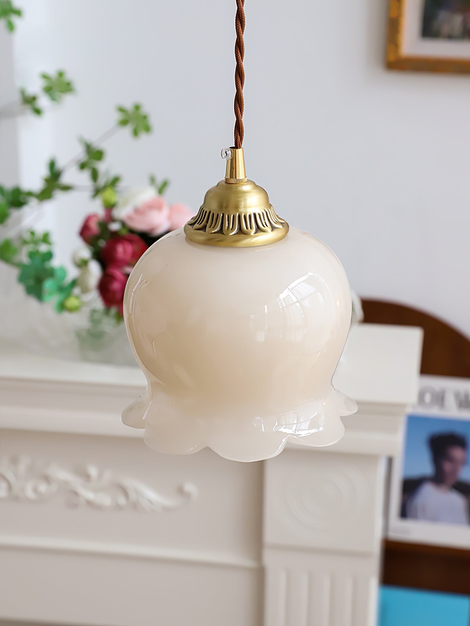 Traditional Glass Flower Pendant Lamp K736