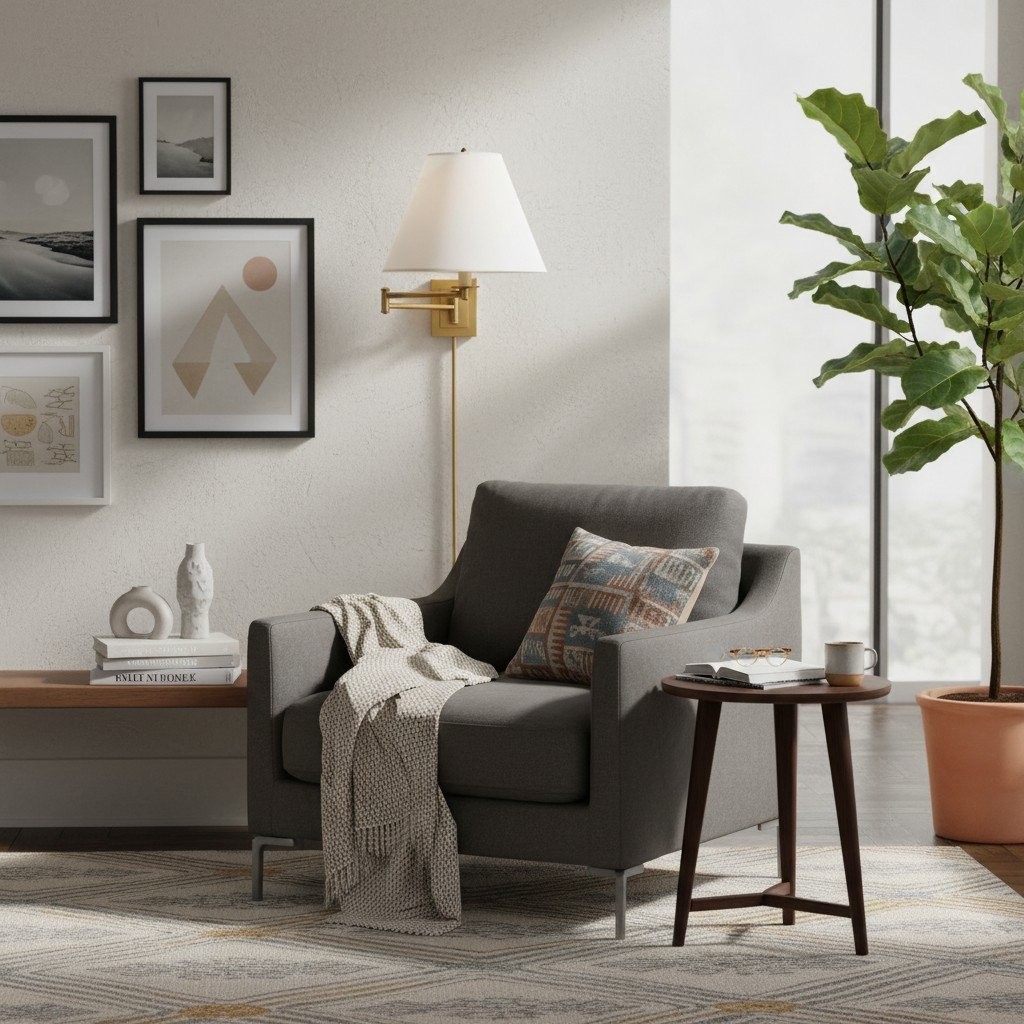 Arcuma Modern Swing Arm Wall Lamp - Fabric Ambient Lighting for BedRooms K2083