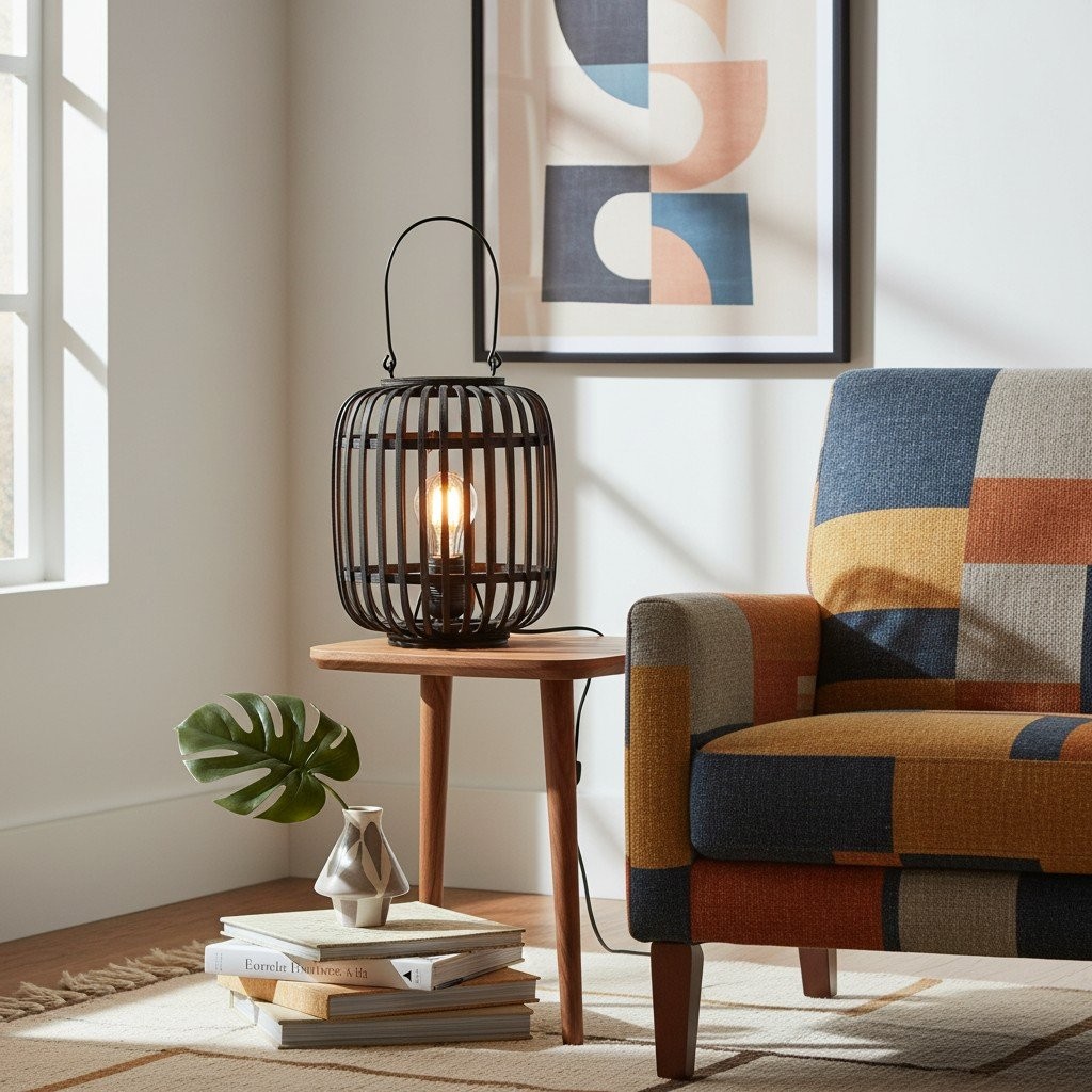 Yumeko Ambient Table Lamp - Open Bamboo Cage Design Stylish and Eco Friendly K1958
