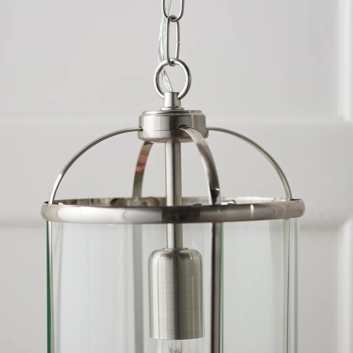 Luxvana Bell Shaped Glass Pendant Light - Industrial Metal Lantern Design Fixture for Kitchen K1833
