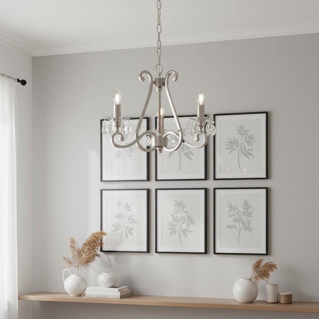 Talonis Crystal Chandelier - Traditional Candle-Style Brass and Nickel for Living Room and Dining Room K1930