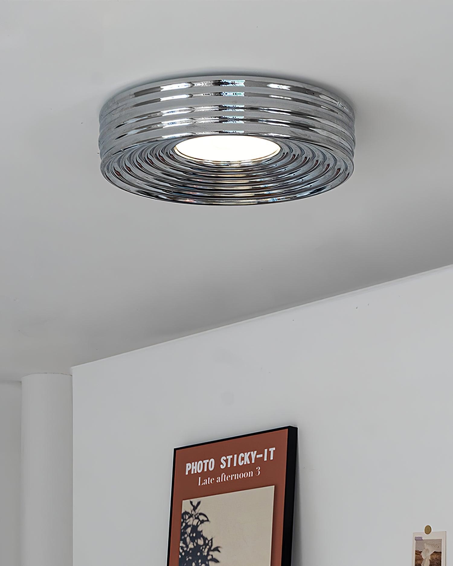 Cream Ribbed Three-color Changing Ceiling Light K337