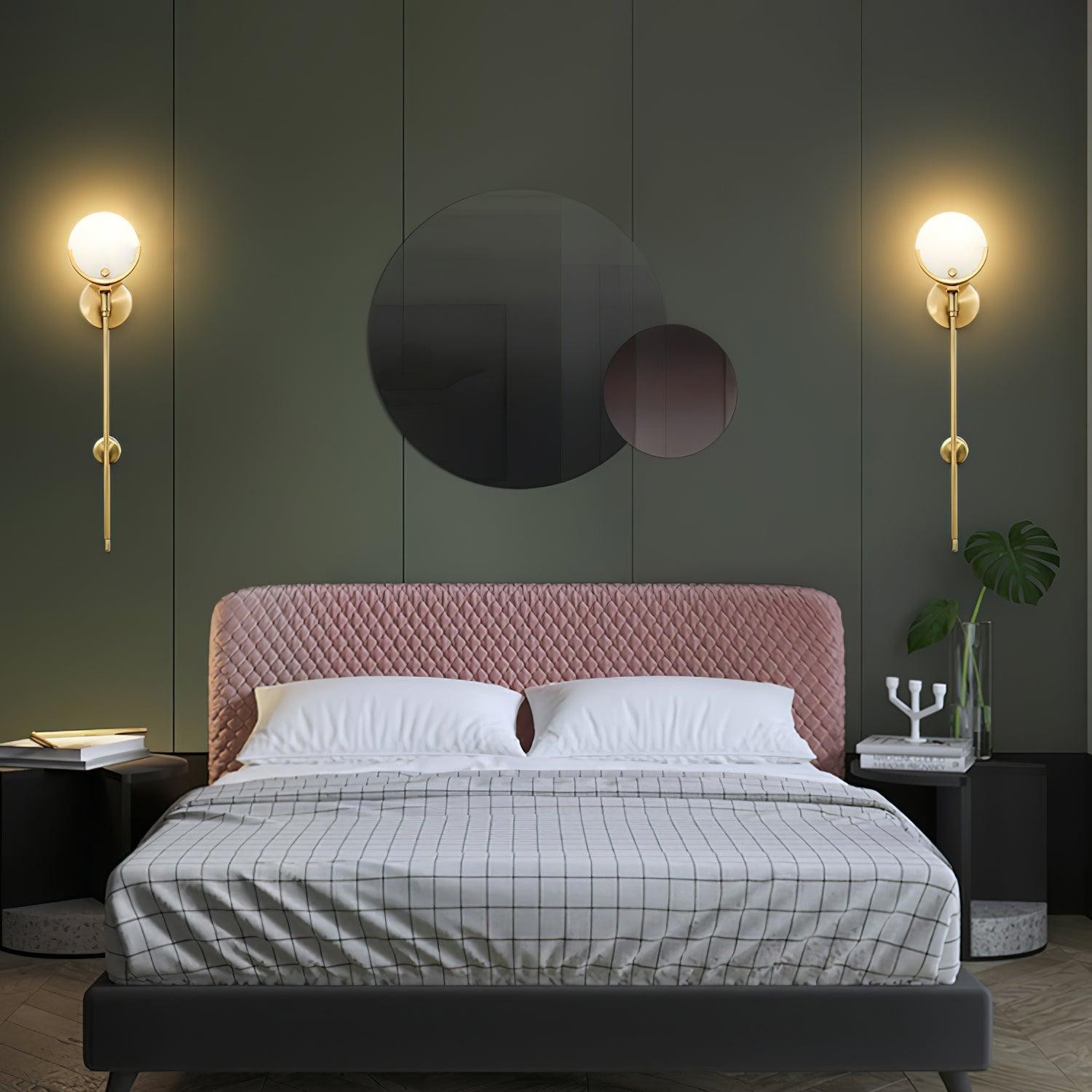 Metal Brass Spherical Bedroom Wall Lamp K247