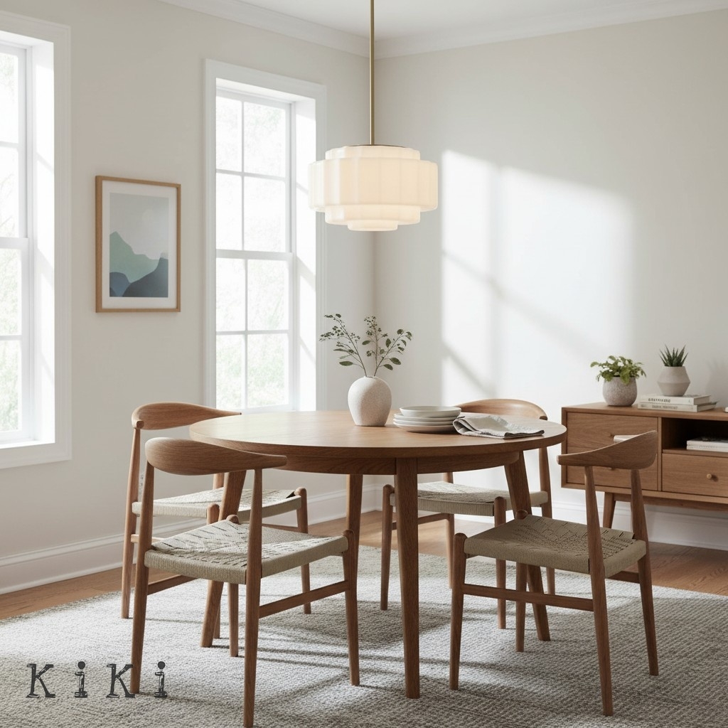 Vexrona Glass Shade Pendant Light - Modern Adjustable Rod Hanging Lamp for Living Room K1708