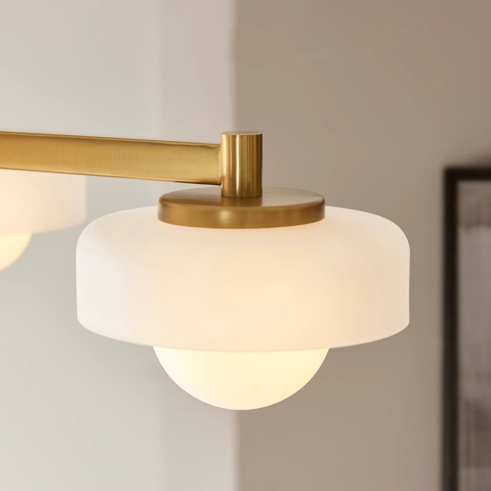 Zirvos Pendant with Frosted Opal Globes and Brushed Brass Frame for Living Room K1905