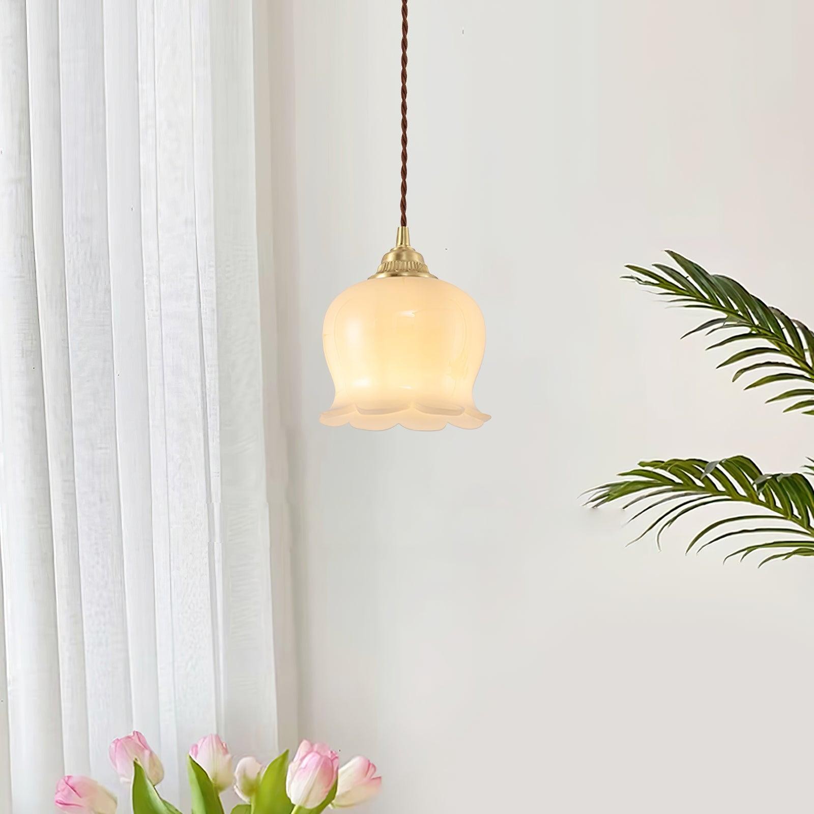 Traditional Glass Flower Pendant Lamp K736