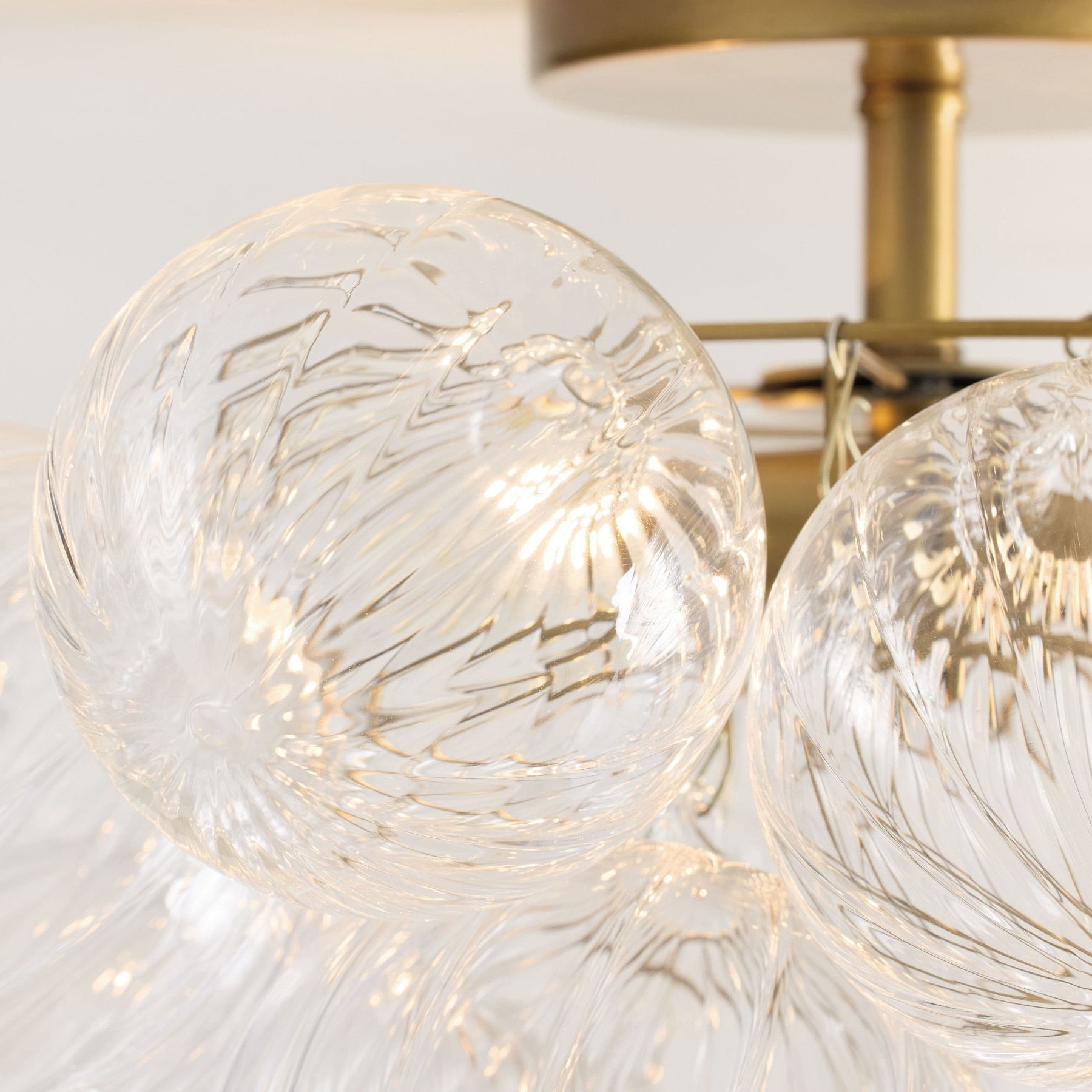 Bravira Flush Mount Ceiling Light - Ribbed & Bubbled Glass Metal Light K1323
