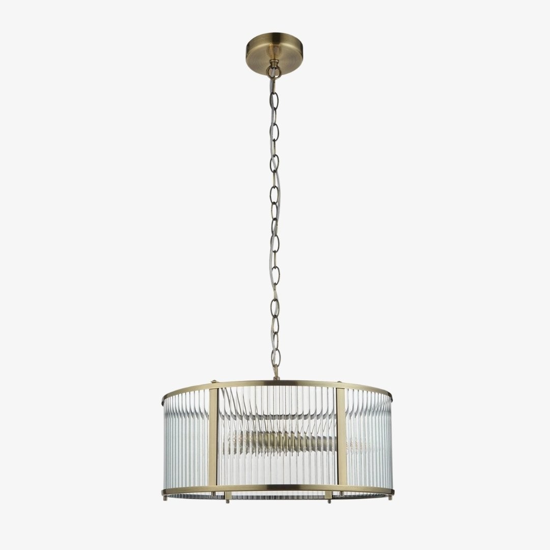RibGlow Ribbed Glass Pendant Light - Antique Style Pendant Light K1815