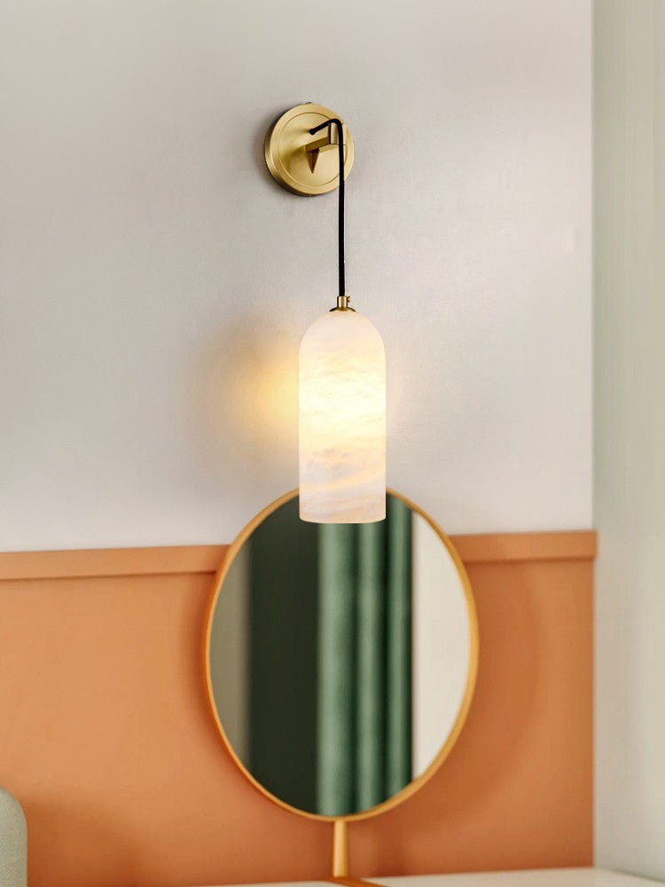 Modern Minimalist Copper Natural Marble Adjustable Wire Wall Lamp K527