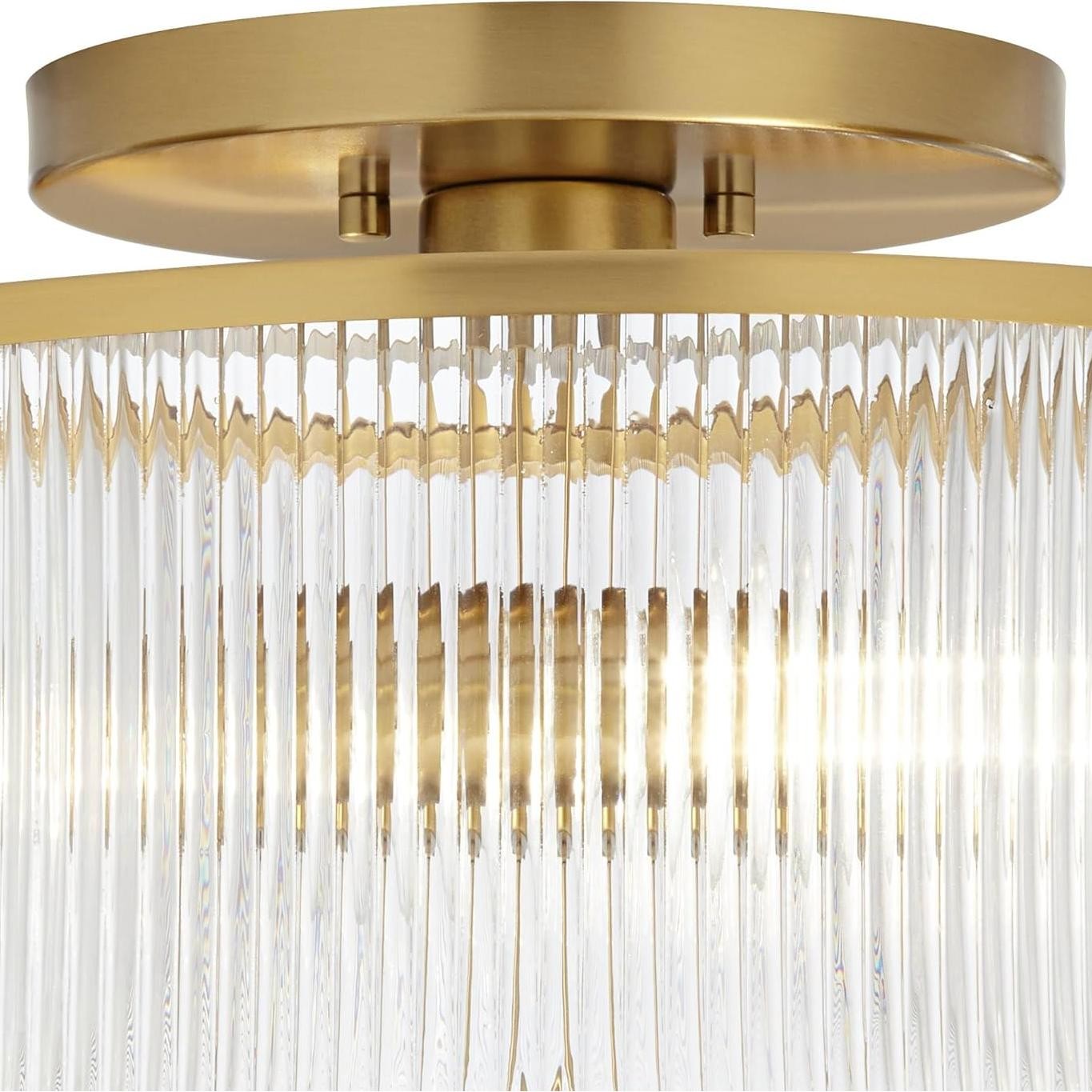Drum Glass Ceiling Lamp - Modern Ribbed Glass Ceiling Light for Living Room K1601