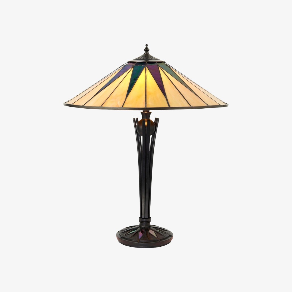 TF Dark Star Tiffany Style Geometric Shade Table Lamp for Bedroom and Accent Lighting K1943