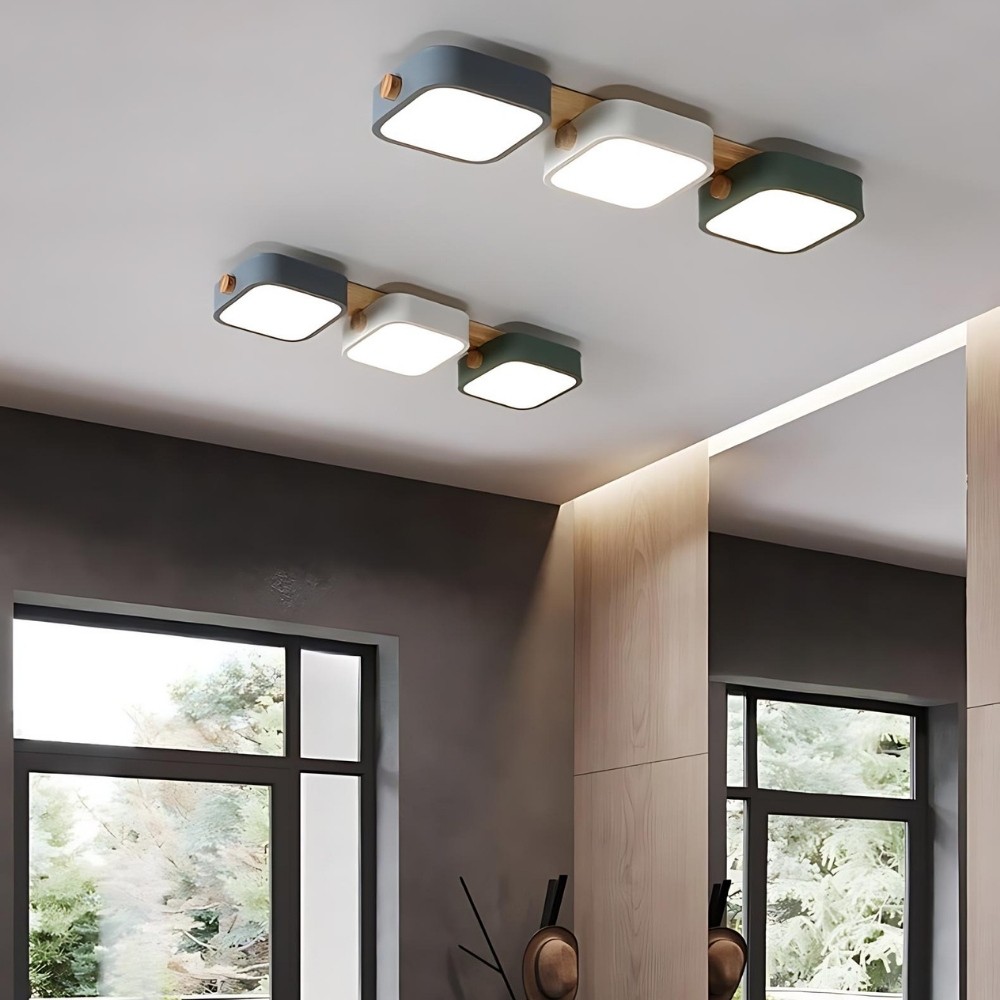 Nordic Multi Square Wood Led Celing Light K941