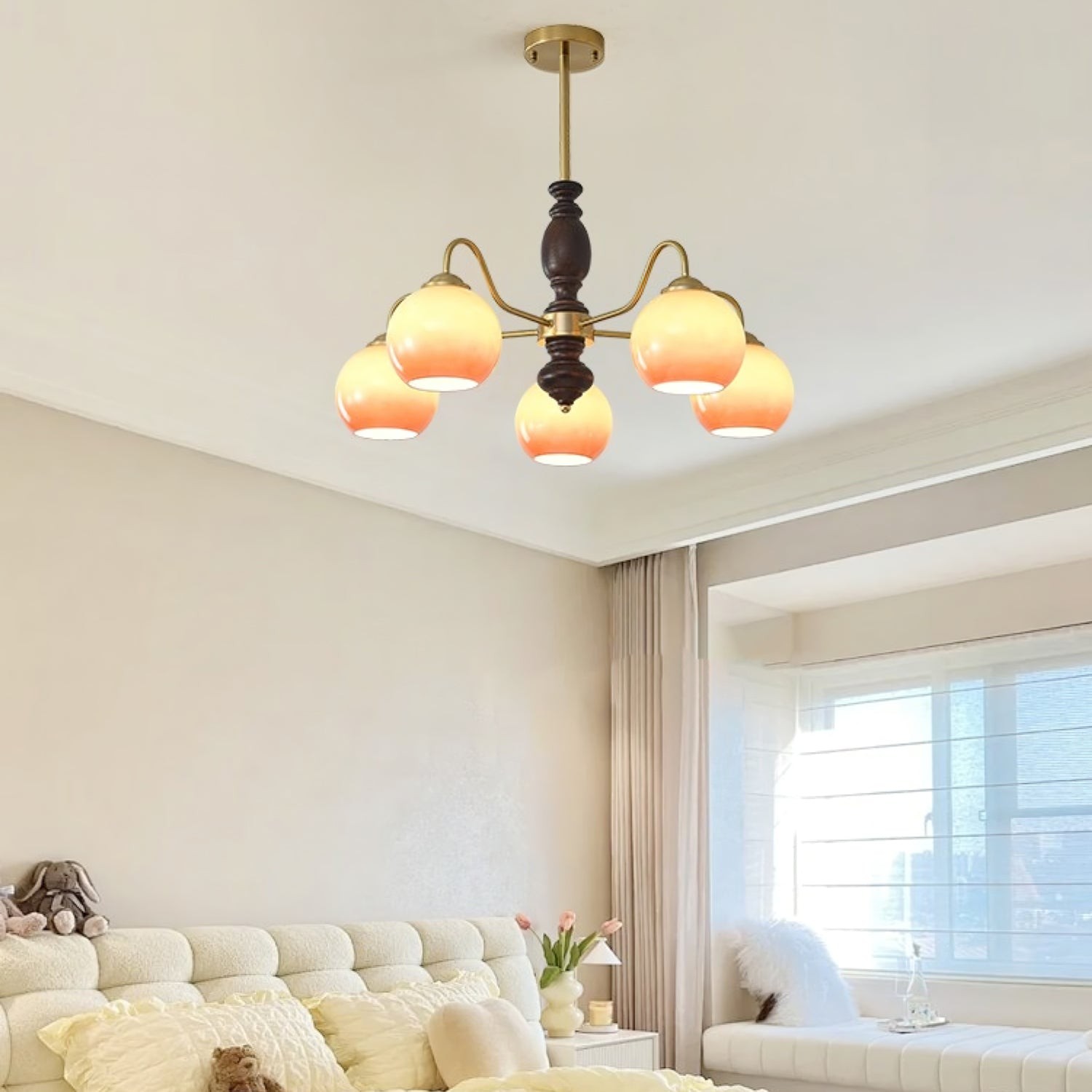 French Medieval Style Caramel Orb Chandelier K292