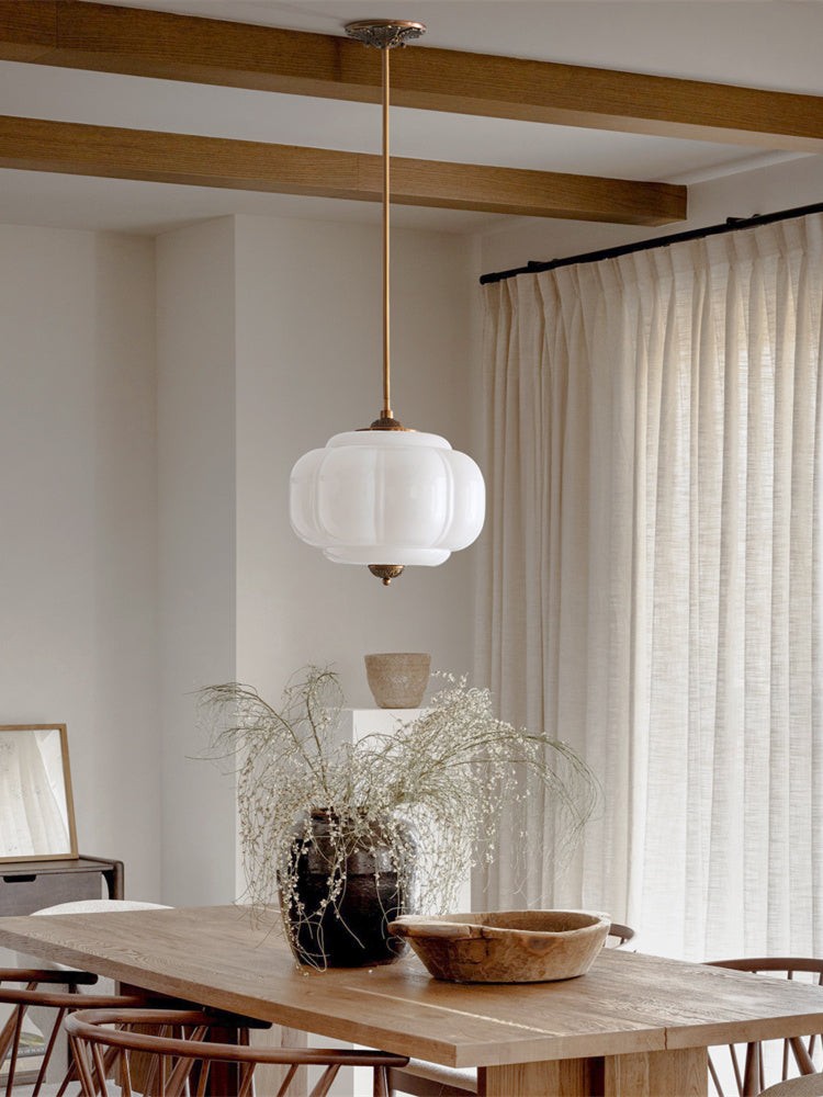 Eloise Vintage Pumpkin Glass Semi-Flush Mount Pendant Light K866