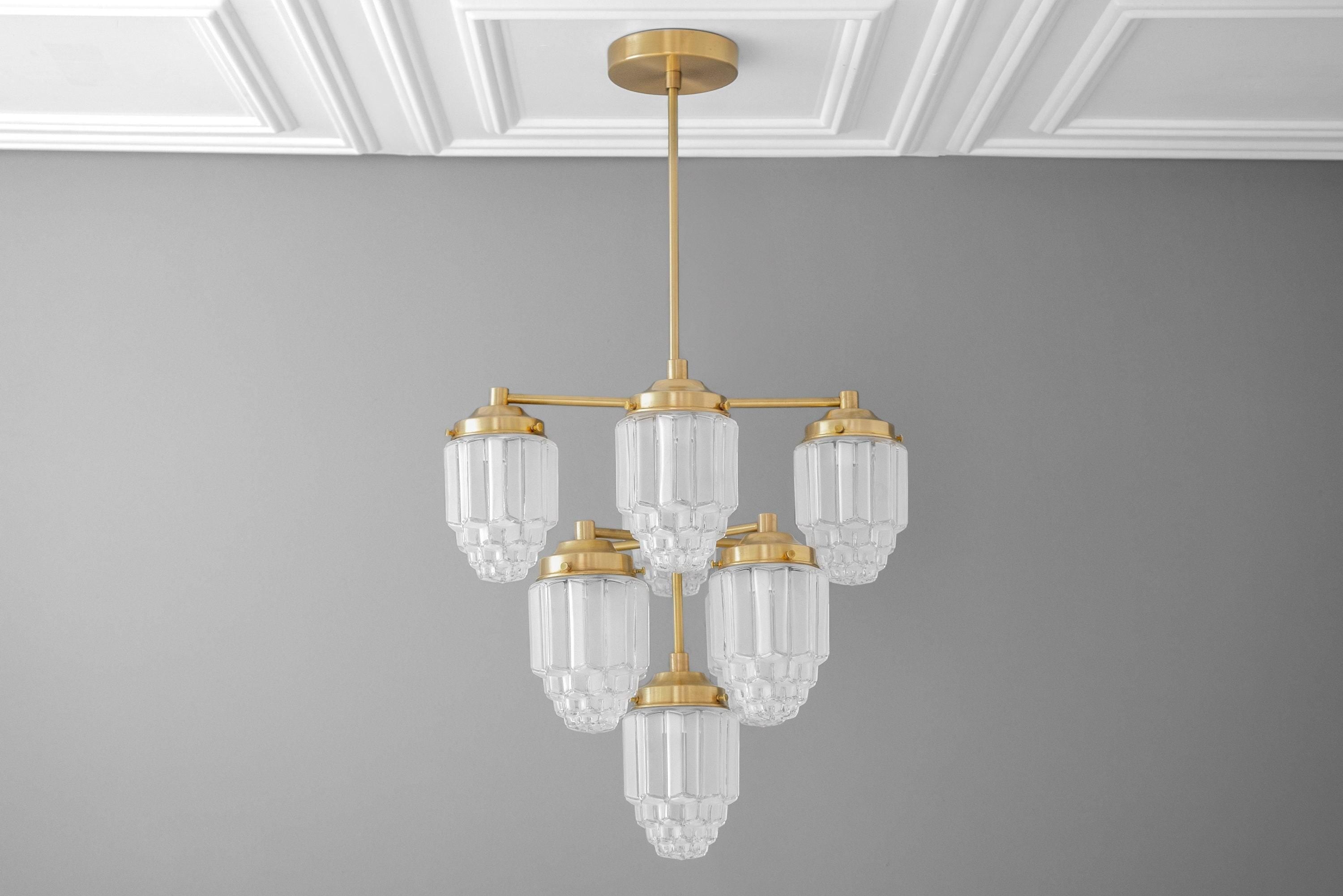 Tierlux Glass Textured Brass Chandelier – Timeless Lighting with Style K1500