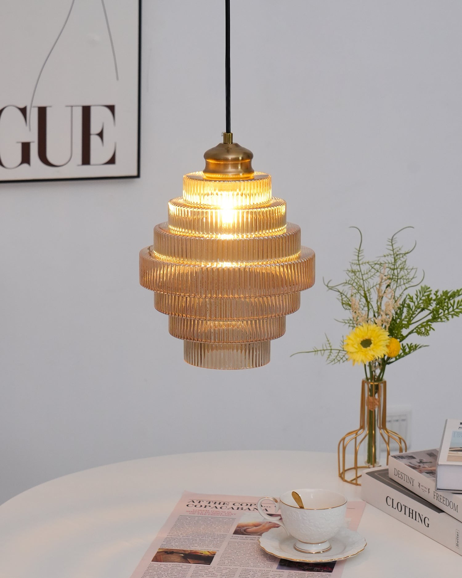 Bottis Minimalist Glass Pendant Lamp - Stylish Layered Hanging Light for Dining Table K469