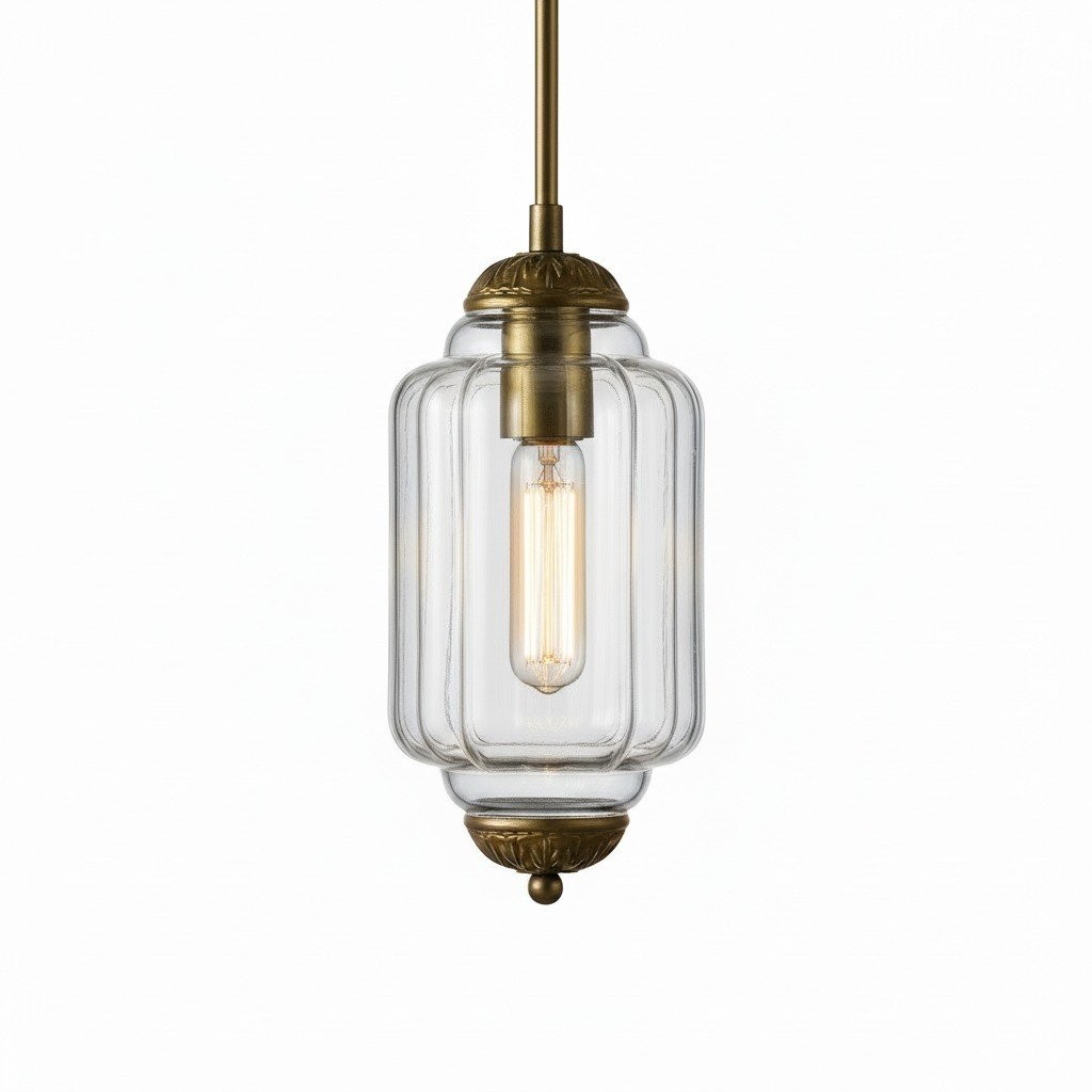 Eloise Classic Glass Pendant Light - Retro Glass and Metal Hanging Lamp for Kitchen Island Cafe K1475