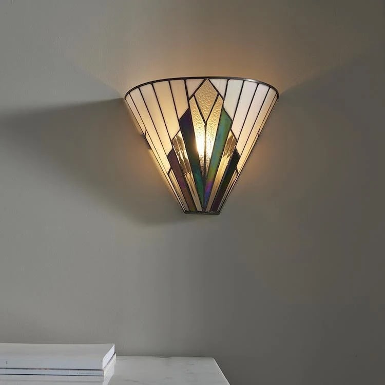 TF Astoria Fan Shaped Vintage Art Glass Wall Lamp for Living Area or Bedroom K2007