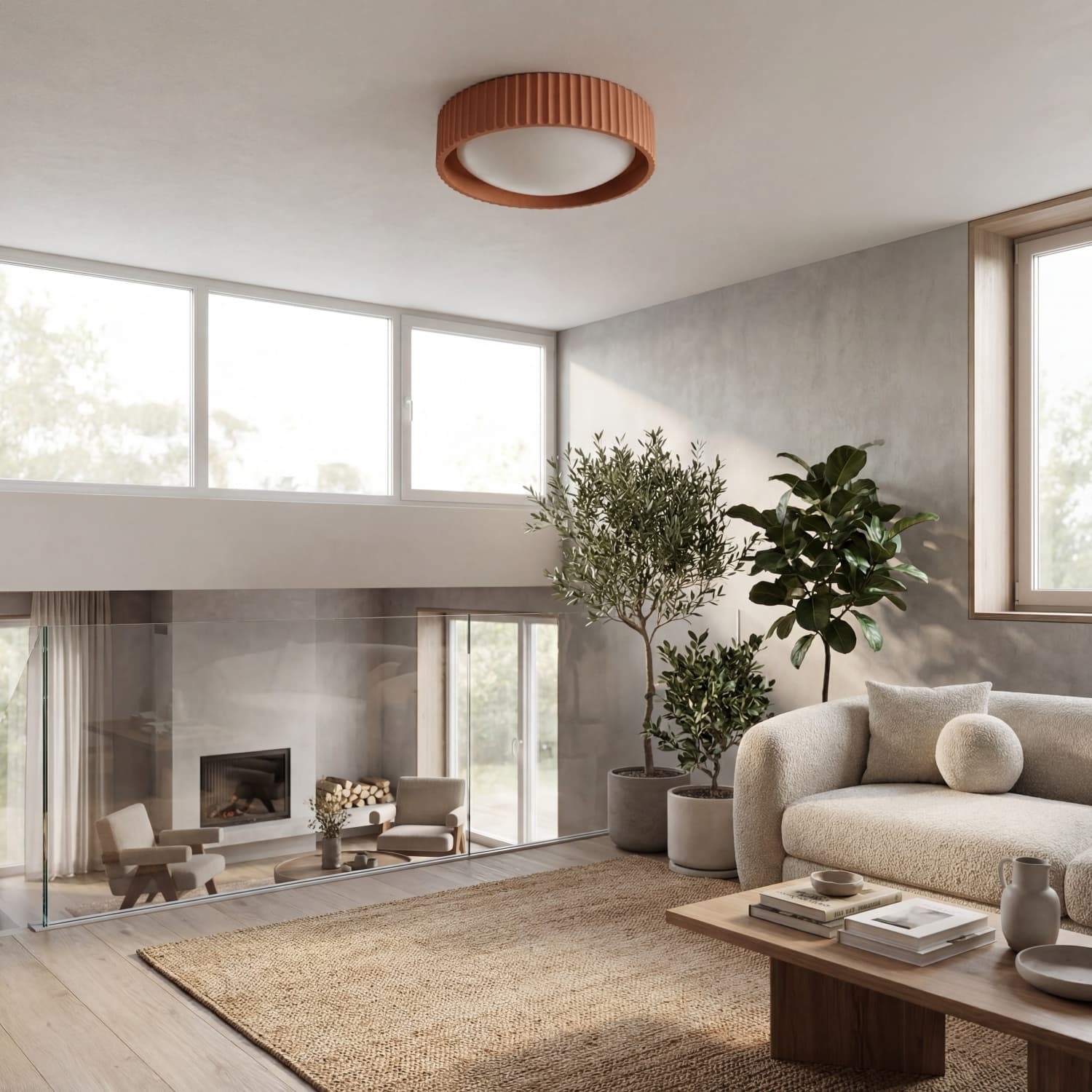 Acrion Modern Round Acrylic Flush Mount Ceiling Lamp - Minimalist Fixture for Living Room K2348