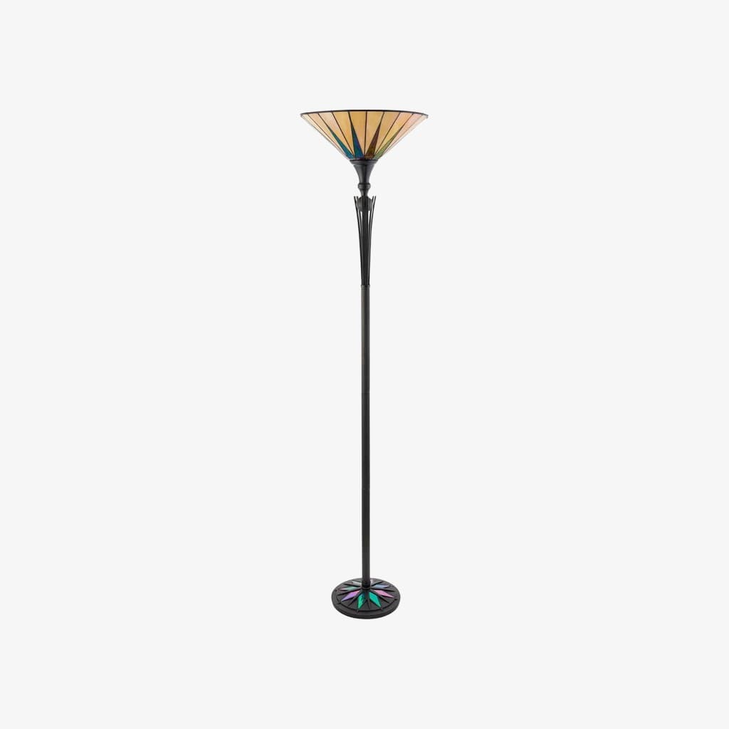 TF Dark Star Stained Glass Star Pattern Floor Lamp - Tiffany Style Uplighter for Living Rooms K1998
