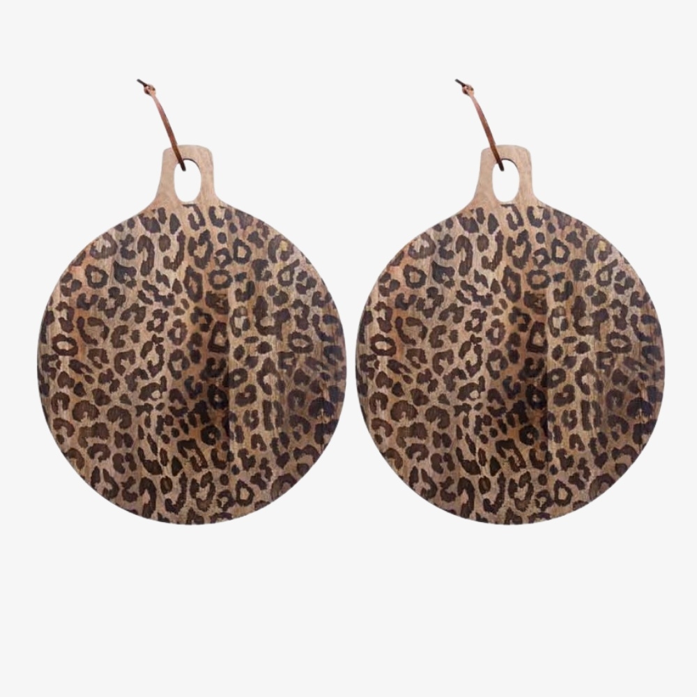 Lepwood Leopard Print Wooden Serving Board for Kitchen Styling and Entertaining K2346