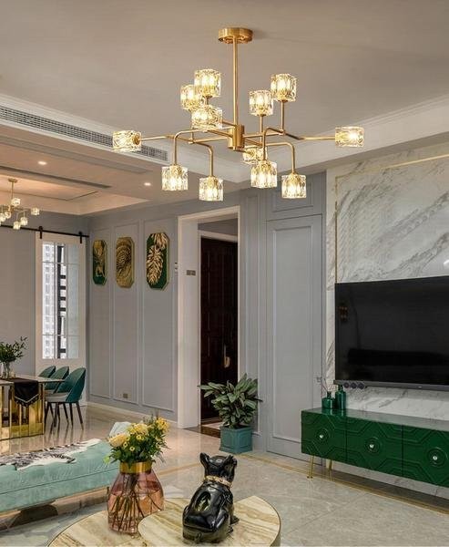 Square Crystal Chandelier/Brass Crystal Chandelier