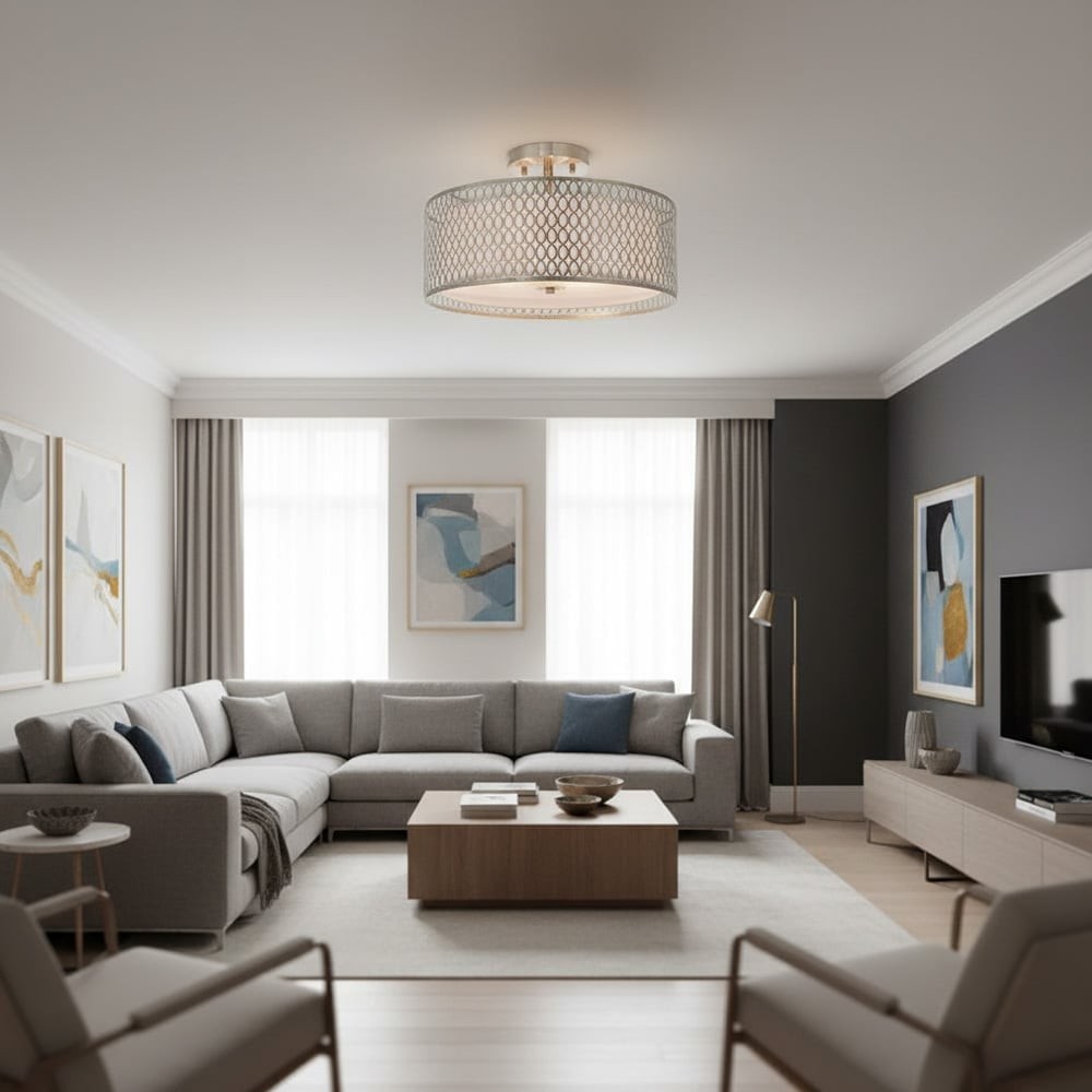 Modern 3 Light Mesh Design Ceiling Light - Dimmable for Living Room K1592