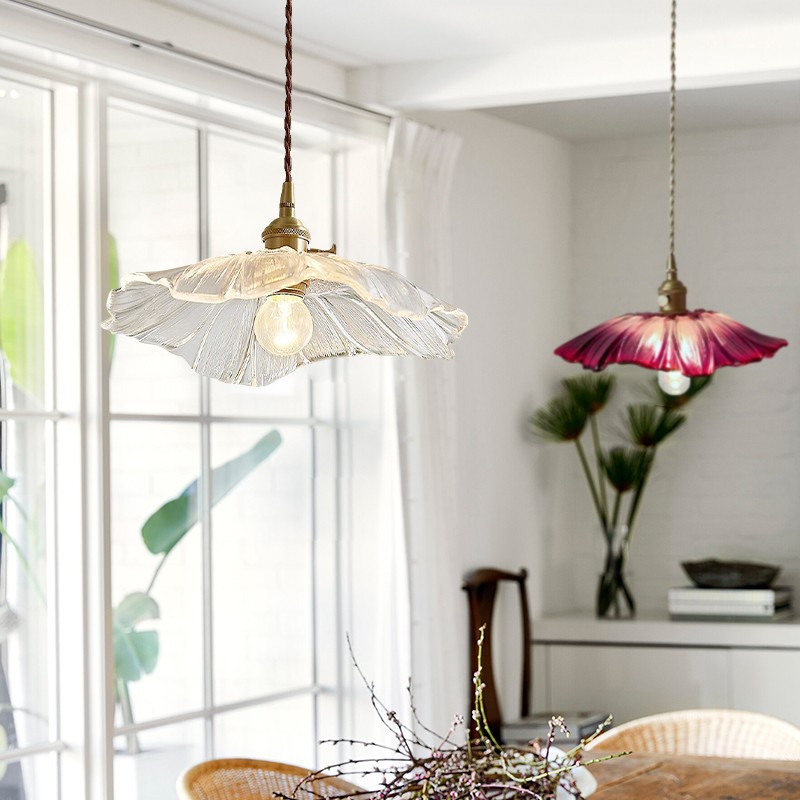 Lotus Retro Glass Pendant Light For Kitchen