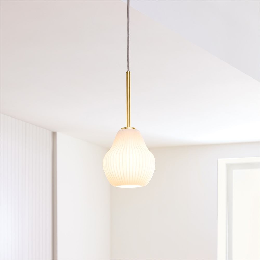 Rivrona Ribbed Pendant – Modern Ribbed Glass Light with Metal Finish K1405