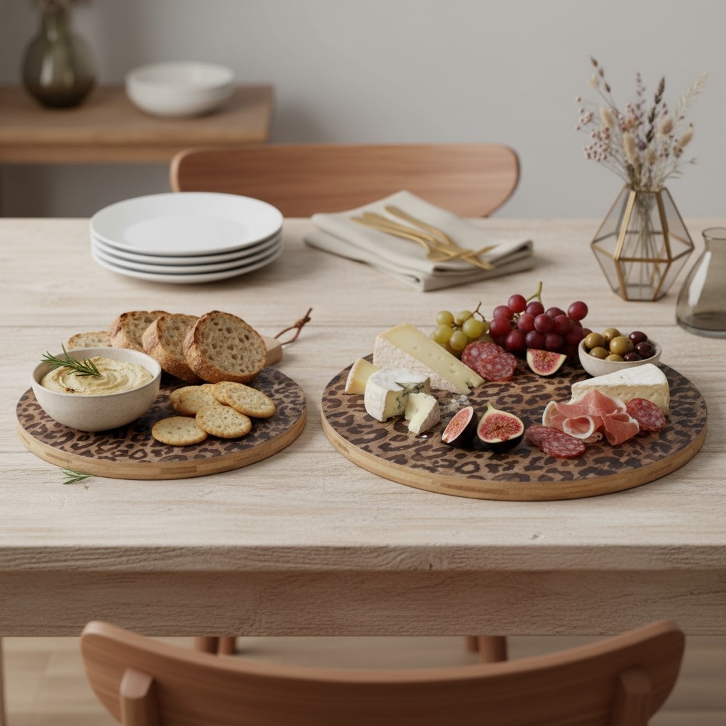 Lepwood Leopard Print Wooden Serving Board for Kitchen Styling and Entertaining K2346