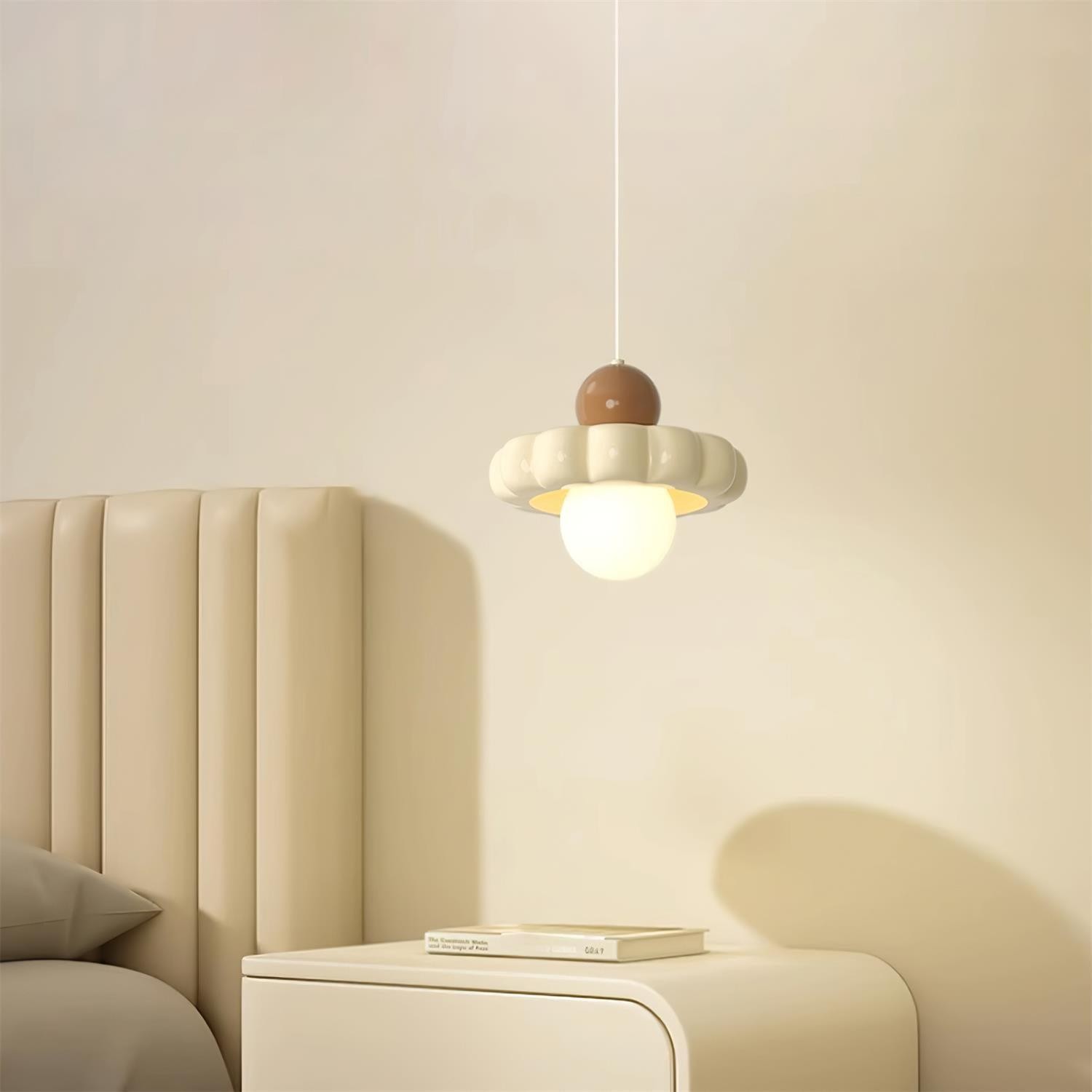 Cream Style Long Line Pumpkin Texture Pendant Lamp K307